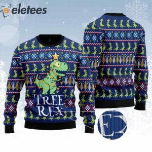 Dinosaur Tree Rex Ugly Christmas Sweater 2
