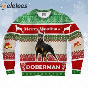 Doberman Merry Woofmas Ugly Christmas Sweater 1