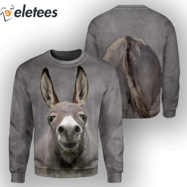 Donkey Gray Background 3D Shirt