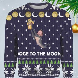 Elon Mush DogeCoin to the moon Christmas Sweater