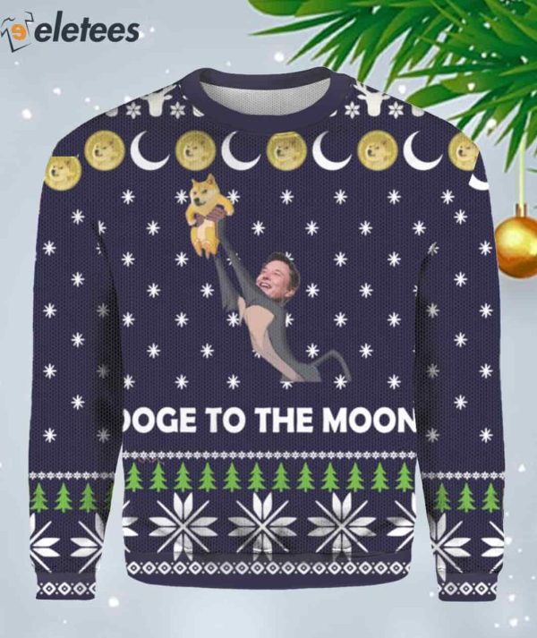 Elon Mush DogeCoin to the moon Christmas Sweater