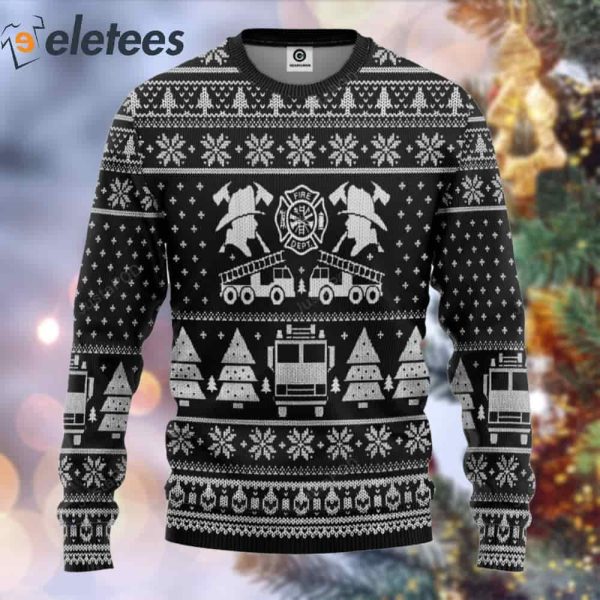 FIRE DEPT Firefighter Ugly Christmas Sweater