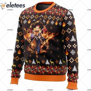 Fire Rengoku Demon Slayer Christmas Sweater 2