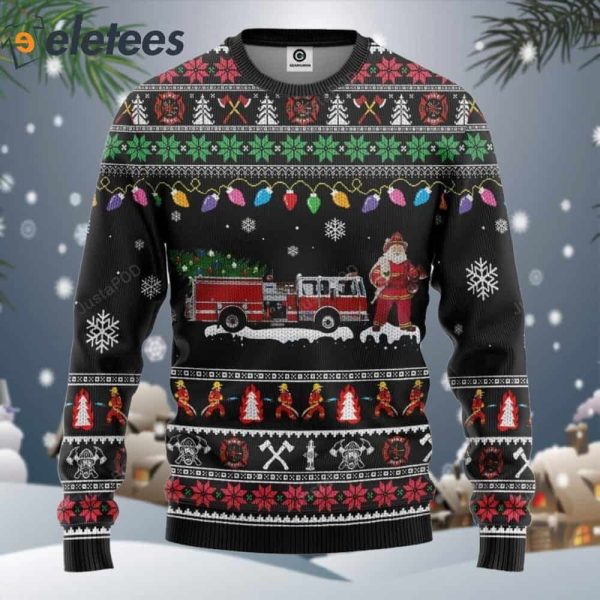 Firefighter Santa Ugly Christmas Sweater