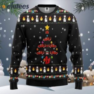 Firefighter Truck Tree Ugly Christmas Sweater