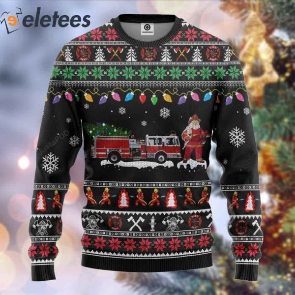 Firefighter Santa Ugly Christmas Sweater