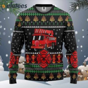 Firefighter Truck Ugly Christmas Sweater 1