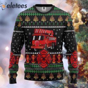 Firefighter Truck Ugly Christmas Sweater 2