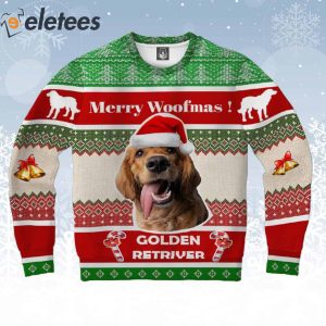 Golden Retriever Merry Woofmas Ugly Christmas Sweater 1