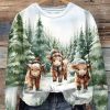 Highland Cow Christmas Print Sweatshirt