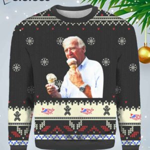 Joe Biden Eating Ice Cream Ugly Christmas Sweater 1