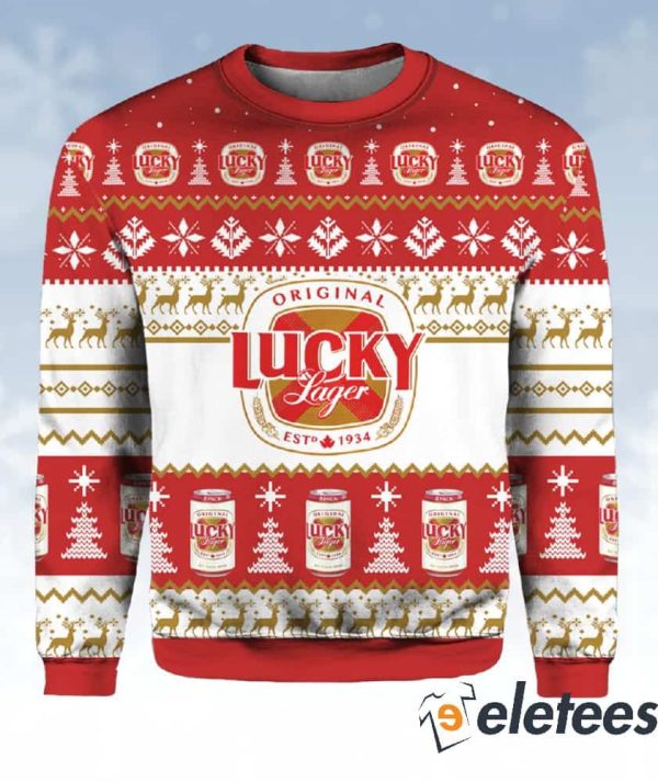 Lucky Lager Christmas Ugly Sweater