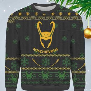 Marvel Loki Lokis Helmet Christmas Sweater 1