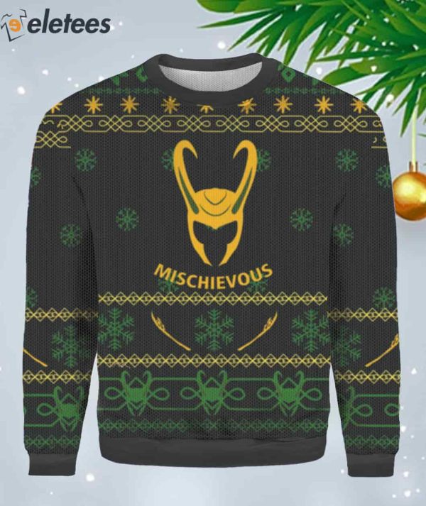 Marvel Loki Lokis Helmet Christmas Sweater