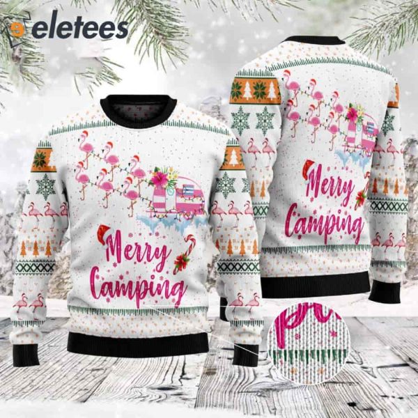 Merry Camping Flamingo Ugly Christmas Sweater