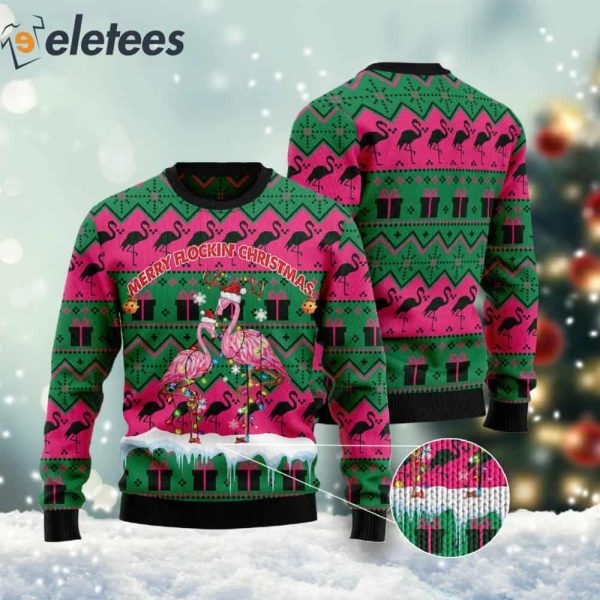 Merry Flockin’ Christmas Flamingo Funny Ugly Sweater