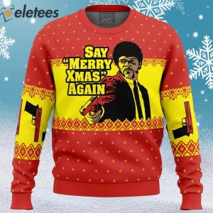 Merry Xmas Again Pulp Fiction Ugly Christmas Sweater 1