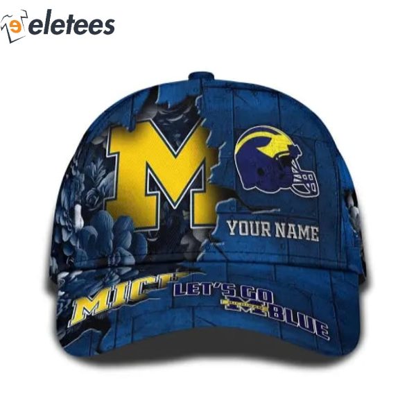 Michigan Wolverines Let’s Go Blue Custom Name 3D Cap