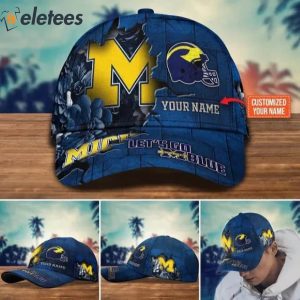 Michigan Wolverines Lets Go Blue Custom Name 3D Cap 2