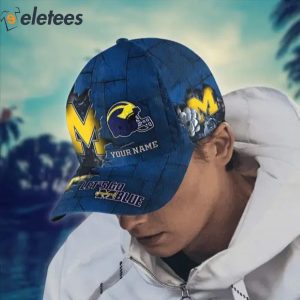 Michigan Wolverines Lets Go Blue Custom Name 3D Cap 3