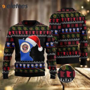 Minnesota With Santa Hat Ugly Christmas Sweater 2