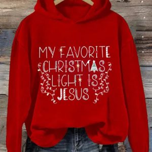 My Favorite Christmas Light Is Jesus Print Hoodie 3