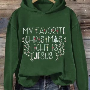 My Favorite Christmas Light Is Jesus Print Hoodie 4