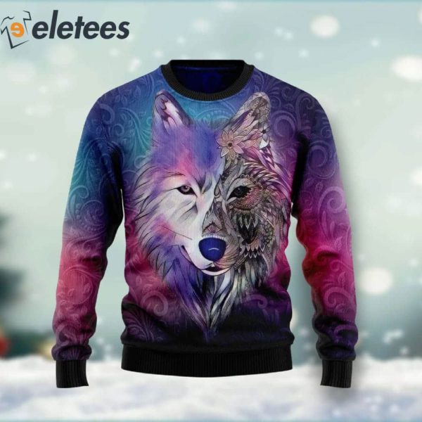 Native Wolf Ugly Christmas Sweater