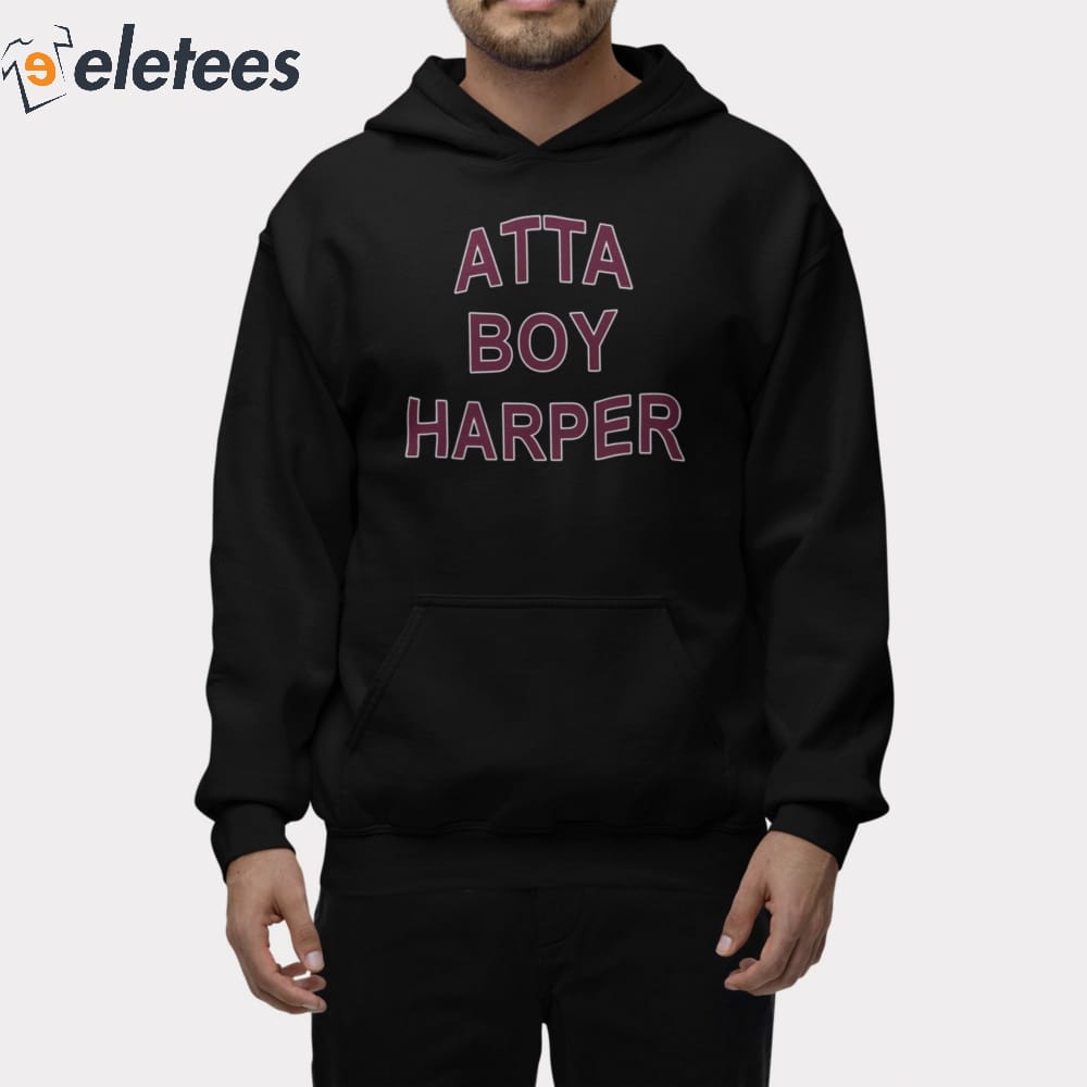 Orion Kerkering sports 'Atta Boy Harper' shirt during Phillies