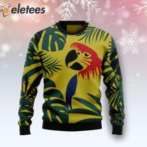 Tropical Leaf Parrot Ugly Christmas Sweater