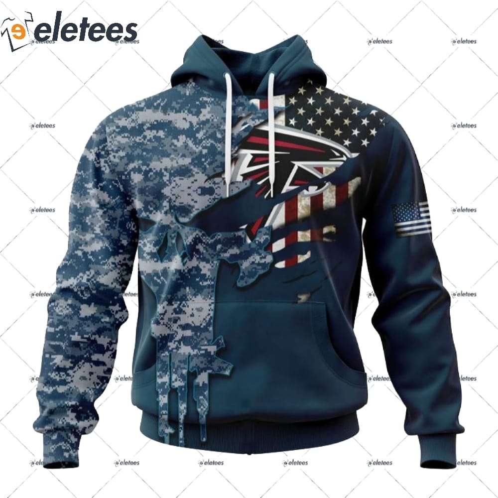 Personalized NFL Atlanta Falcons Special Navy Camo Veteran Design Hoodie