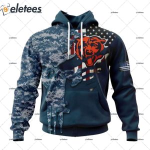 Personalized NFL Chicago Bears Special Navy Camo Veteran Design Hoodie