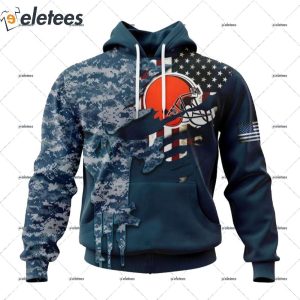 Personalized NFL Cleveland Browns Special Navy Camo Veteran Design