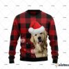 Plaid Pattern Golden Retriever Ugly Sweater