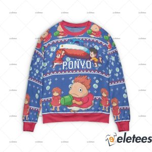 Ponyo Transforming Ugly Christmas Sweater 1