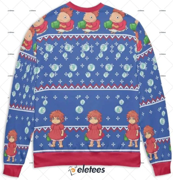 Ponyo Transforming Ugly Christmas Sweater