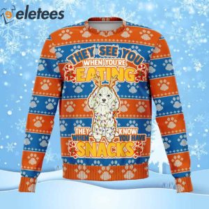 Poodle They Know When You Have Snacks Ugly Christmas Sweater 1