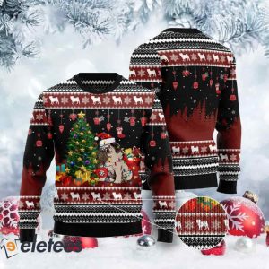 Pug Besides A Christmas Tree Ugly Christmas Sweater 2