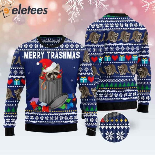 Merry Trashmas Raccoon Ugly Christmas Sweater