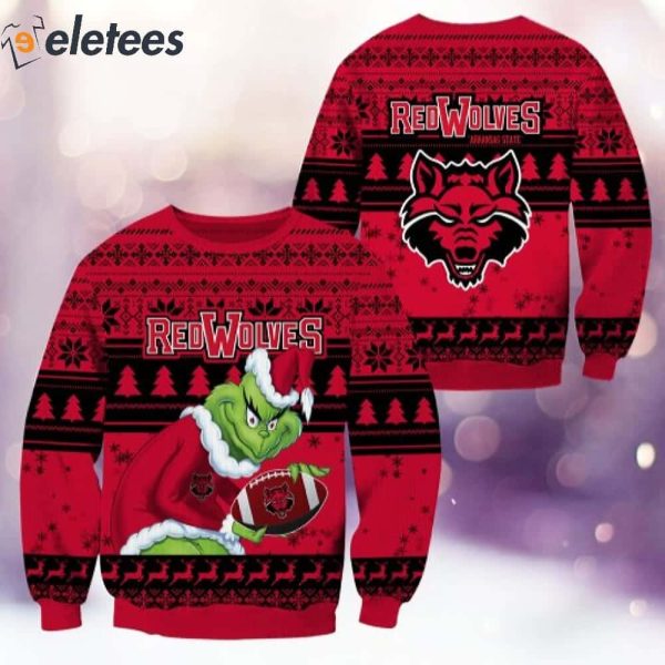 Red Wolves Grnch Christmas Ugly Sweater