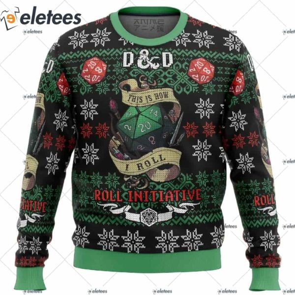 Roll Initiative Dungeons & Dragons Ugly Christmas Sweater