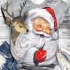 Santa Claus Print Crew Neck Shirt