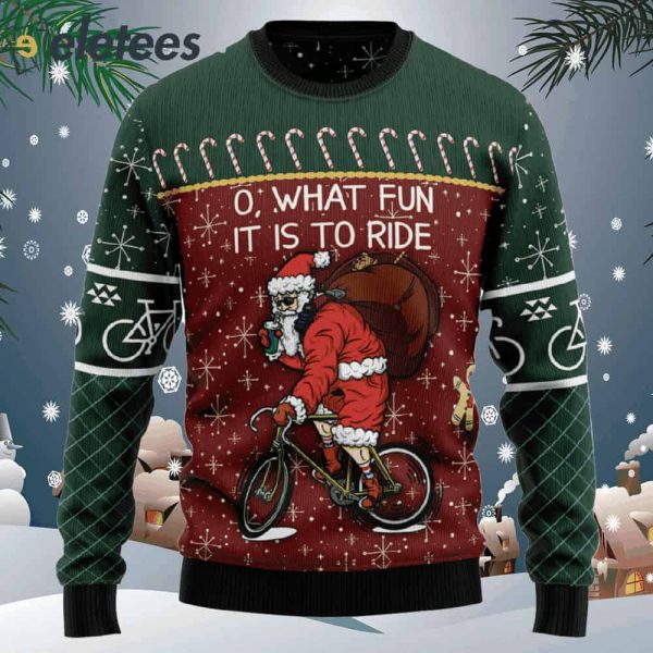 Santa Cycling Ugly Christmas Sweater