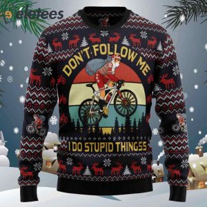Satan Claus on Mountain Bike Ugly Christmas Sweater