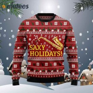Saxy Holidays Saxophone Ugly Sweater 1