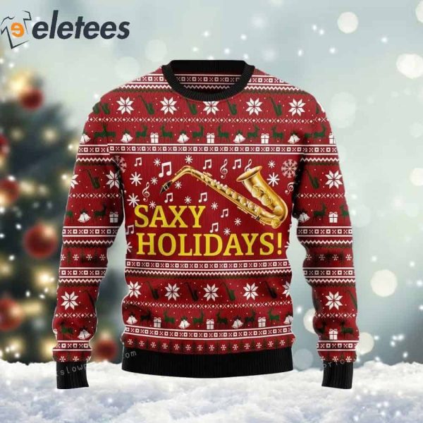 Saxy Holidays Saxophone Ugly Sweater
