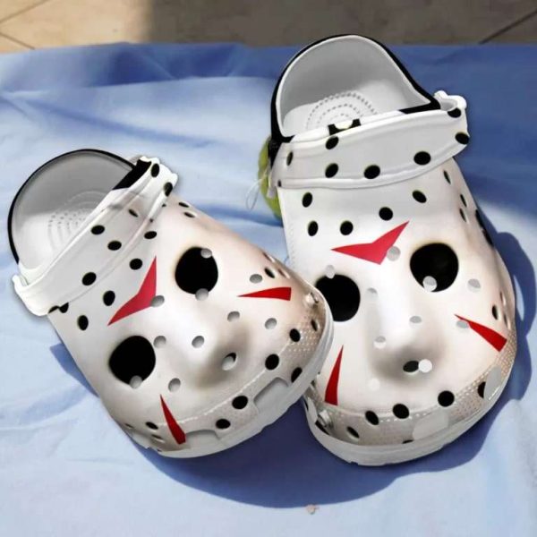 Scary Jason Voorhees White Face Halloween Crocs