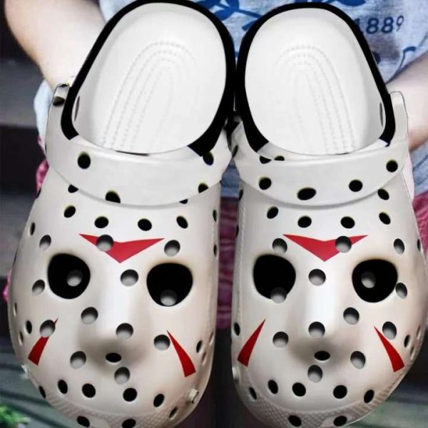 Scary Jason Voorhees White Face Halloween Crocs