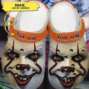 Scary Pennywises Face Horror Characters Custom Name Crocs 5