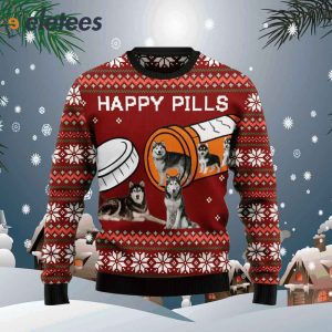 Siberian Husky Happy Pills Ugly Christmas Sweater